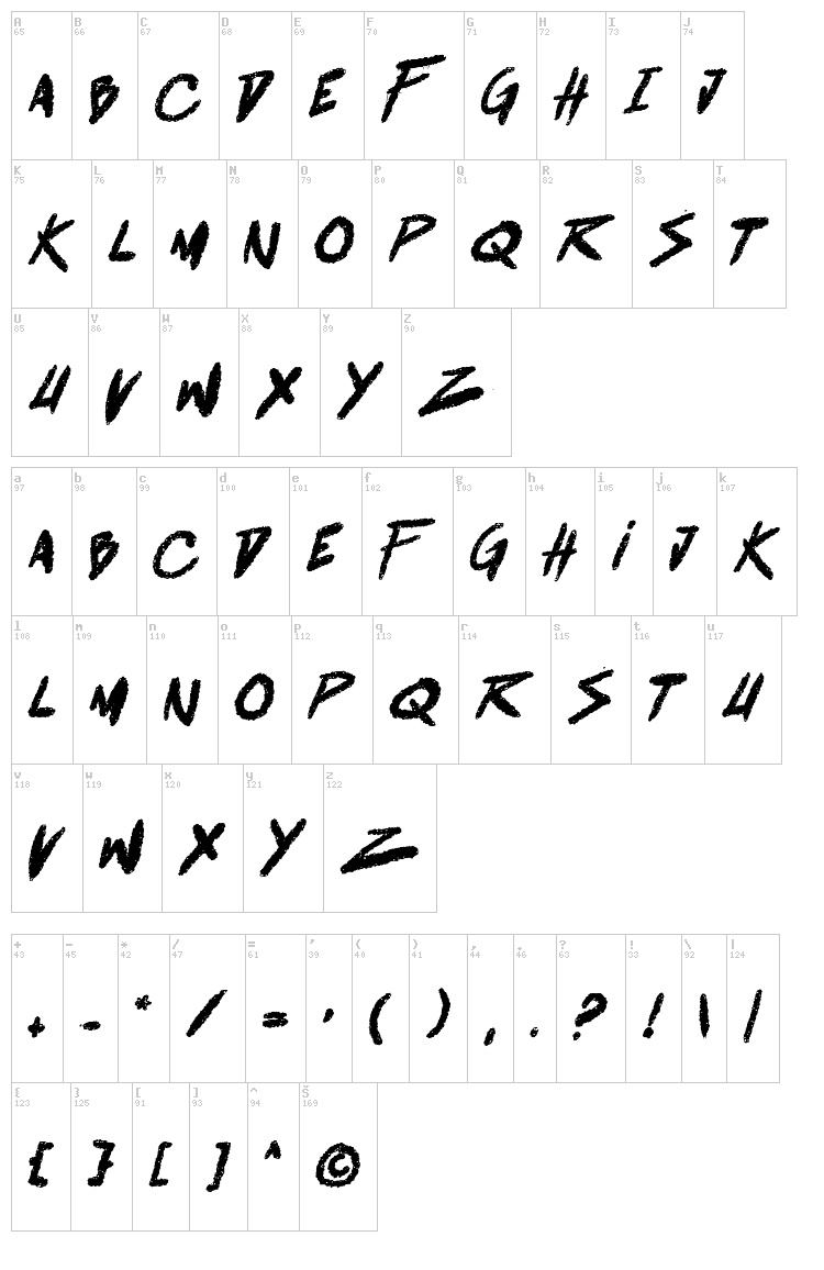 Battle Breath font map